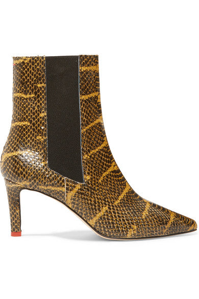 Leila snake-effect leather ankle boots