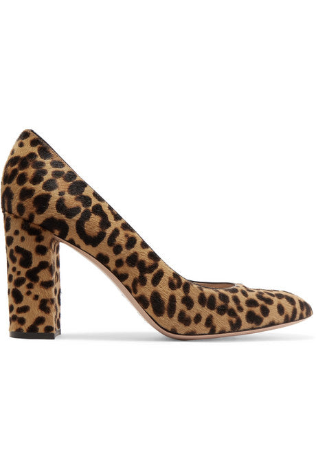 85 leopard-print calf hair pumps