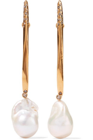 Gold-tone pearl earrings