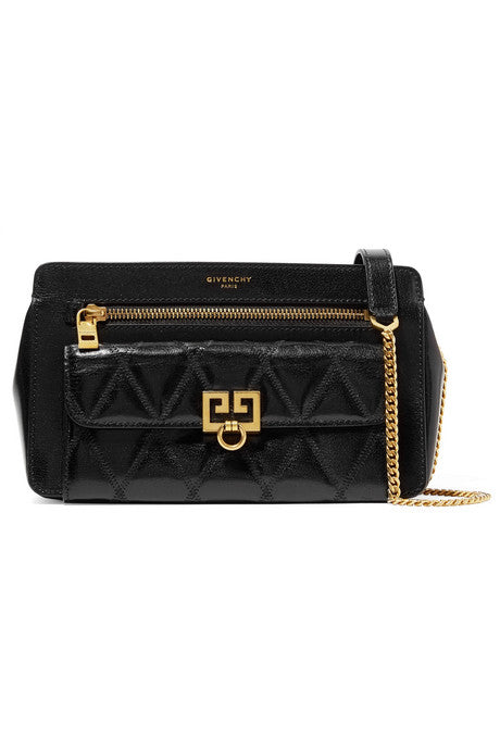 Pocket quilted leather shoulder bag