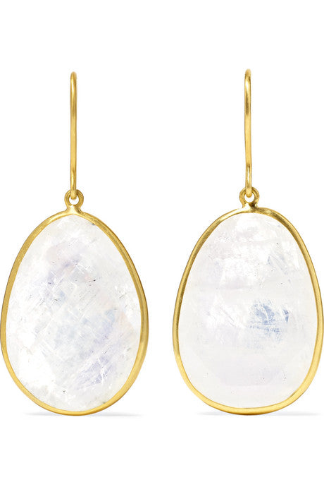 18-karat gold moonstone earrings