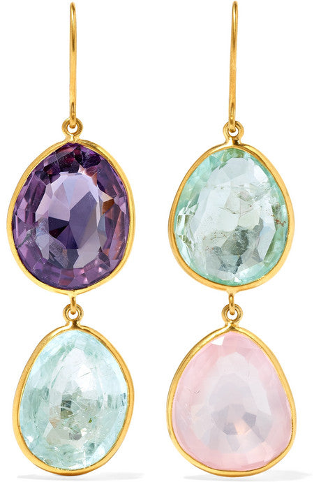 18-karat gold multi-stone earrings