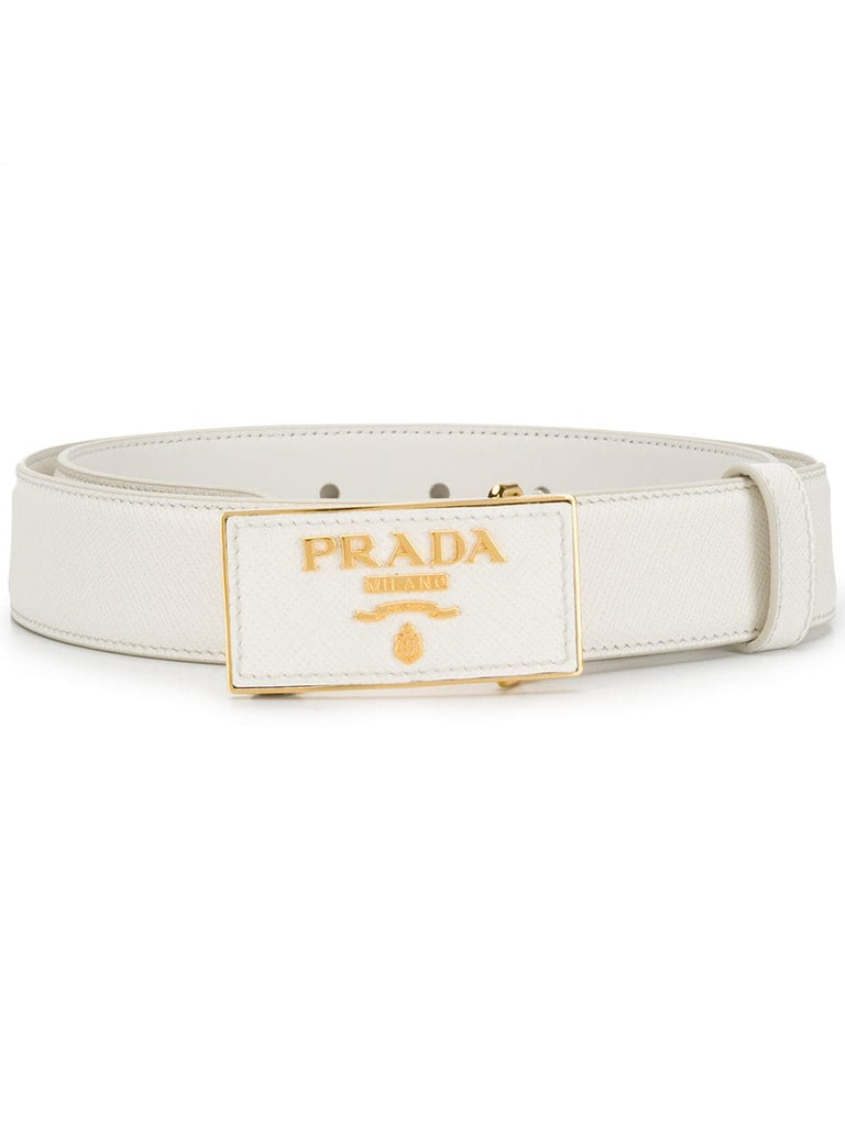 Saffiano logo buckle belt