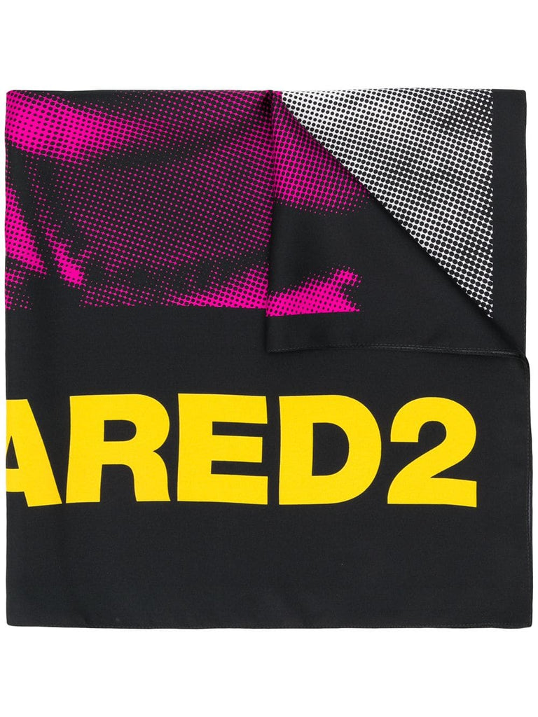 graphic print logo scarf