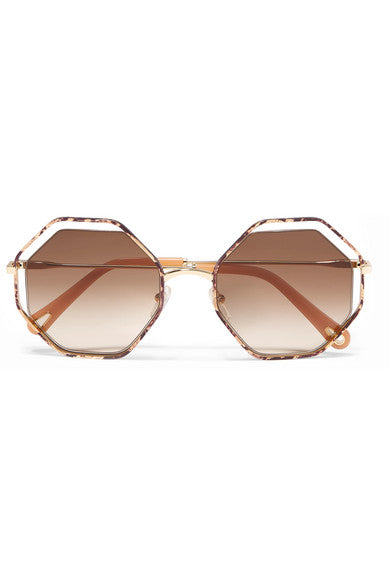 Poppy Petite octagon-frame snake-effect acetate and gold-tone sunglasses