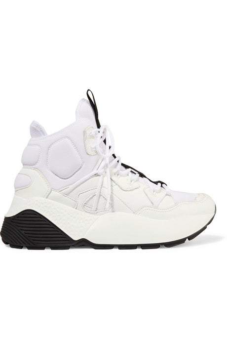 Faux leather and neoprene sneakers