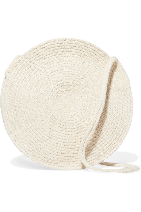 Circle small woven cotton shoulder bag