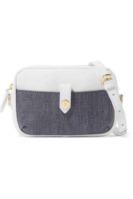 Doubletake canvas-paneled leather shoulder bag