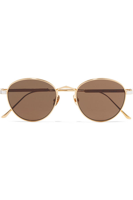 Round-frame gold and silver-plated sunglasses