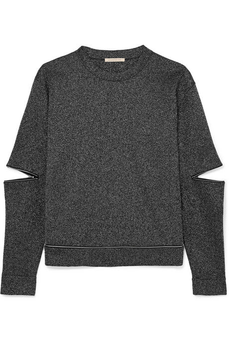 Zip-detailed Lurex sweatshirt