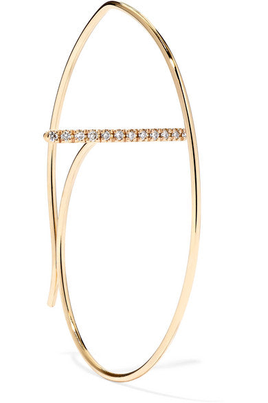 10-karat gold diamond hoop earring