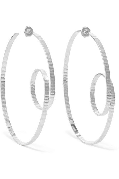 Circle Scroll silver hoop earrings