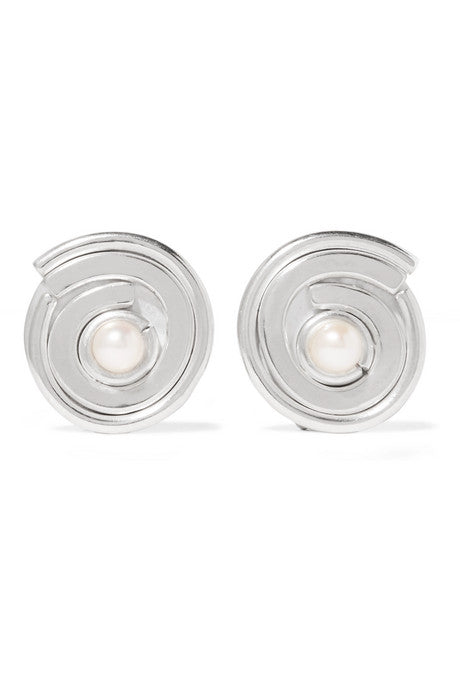 Novus sterling silver pearl clip earrings