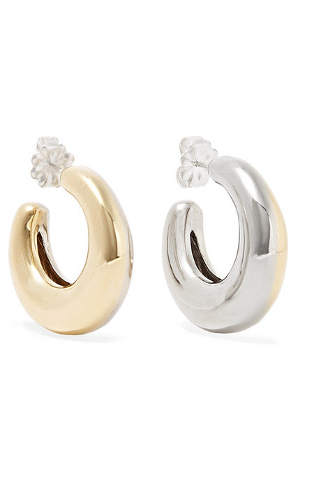 Two-Tone Bubble gold-tone and white bronze hoop earrings