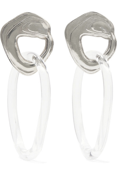 Kinetic white bronze and glass earrings