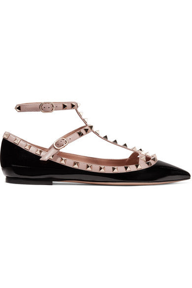 Valentino Garavani The Rockstud patent-leather point-toe flats