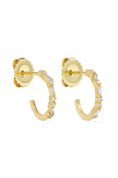 18-karat gold diamond hoops earrings