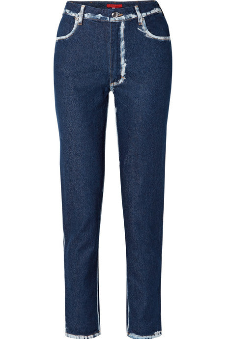 El two-tone high-rise straight-leg jeans