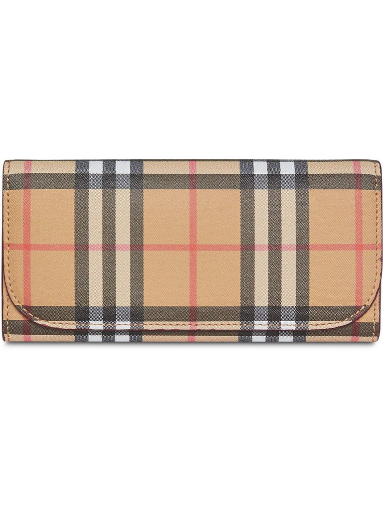 Vintage Check and Leather Continental Wallet