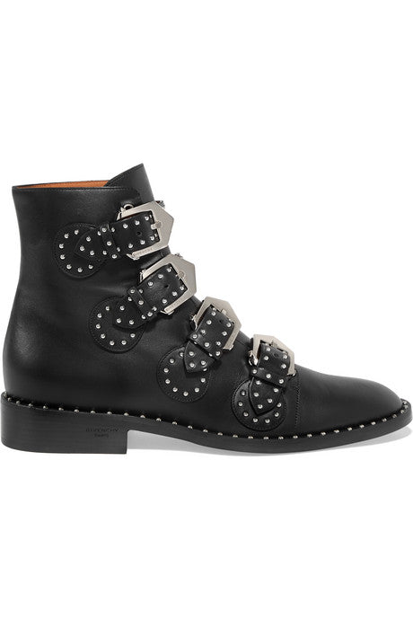 Elegant studded leather ankle boots