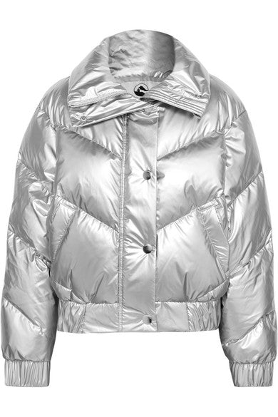 The Snowbird metallic quilted down ski jacket