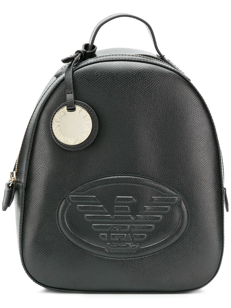 embossed logo backpack