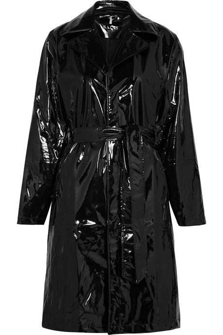 Glossed-PU trench coat