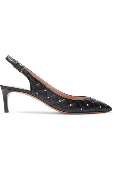 Valentino Garavani The Rockstud quilted leather slingback pumps