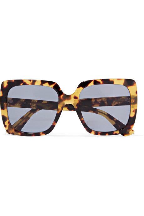 Oversized crystal-embellished square-frame tortoiseshell acetate sunglasses