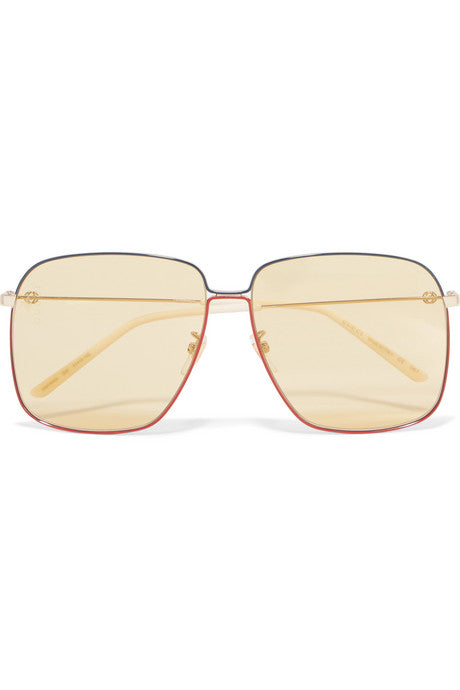 Oversized square-frame gold-tone sunglasses