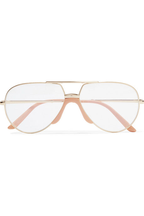 Aviator-style gold-tone and acetate optical glasses