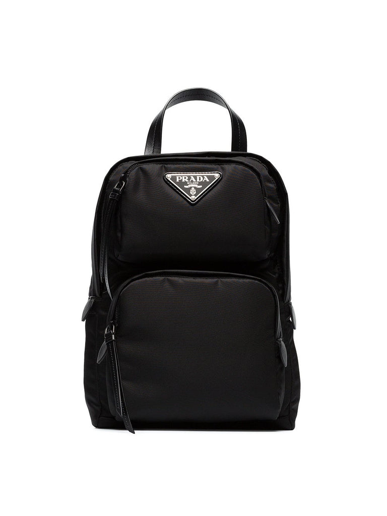 black one-shoulder nylon backpack