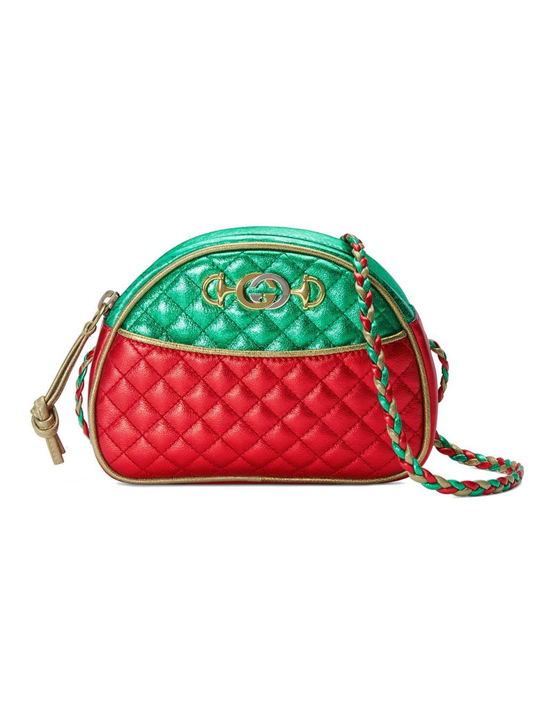 red and green Laminated leather mini bag