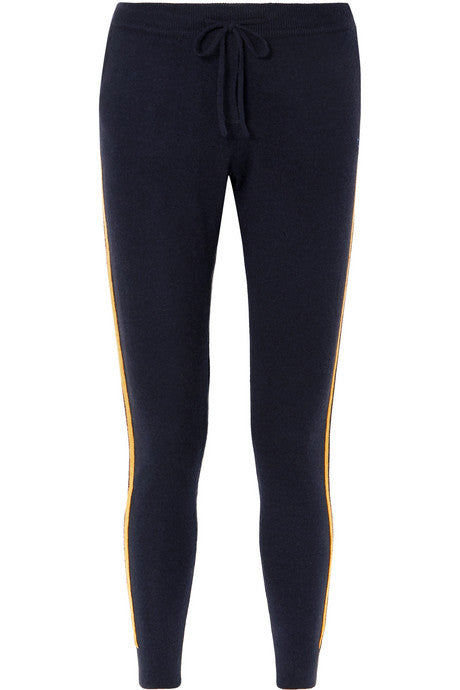 Striped cashmere and wool-blend track pants