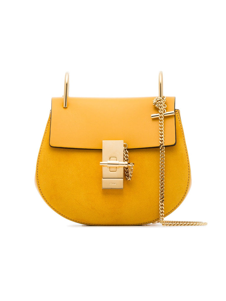 yellow drew suede leather shoulder bag