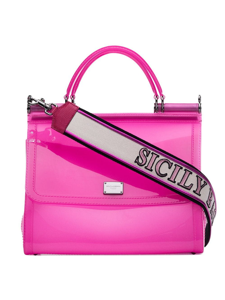 pink Sicily transparent PVC shoulder bag