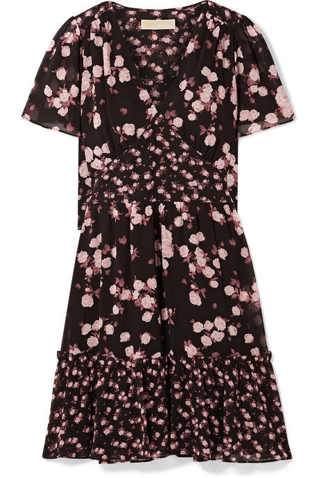 Floral-print georgette dress