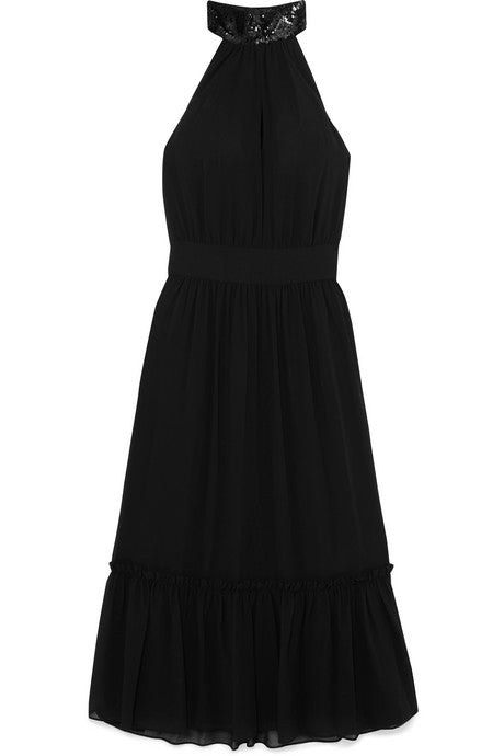 Ruffled embellished georgette dress