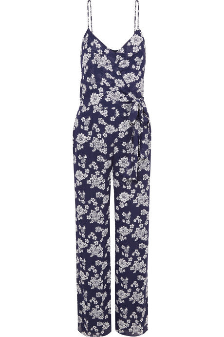 Tossed floral-print georgette jumpsuit