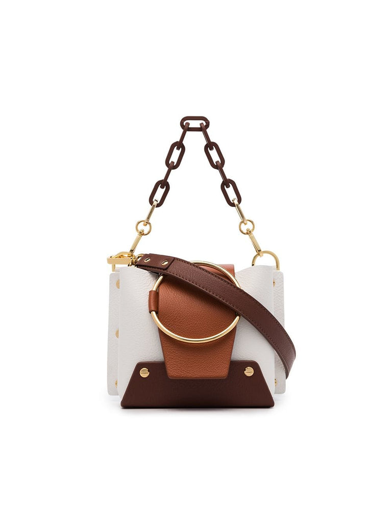 white and brown Mini Delila Leather Cross body Bag