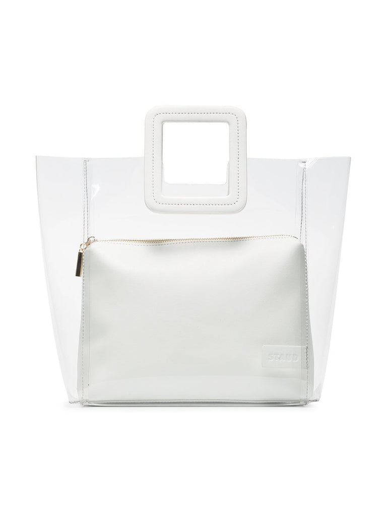 clear and white Shirley PVC and leather tote