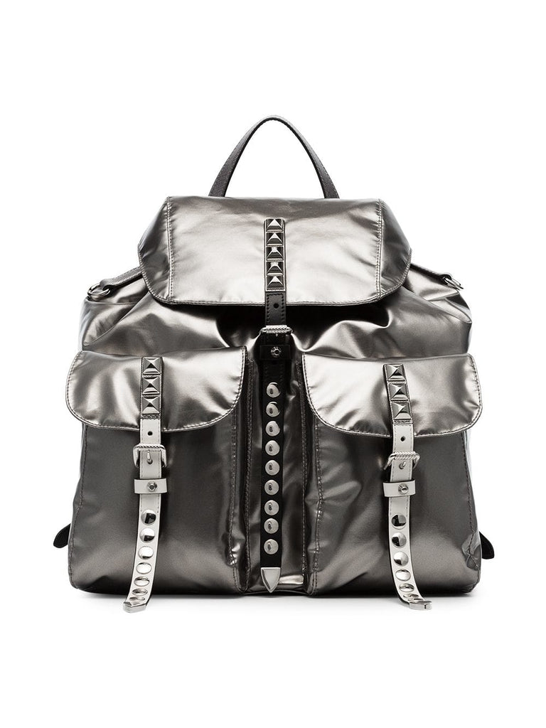 metallic stud embellished leather backpack