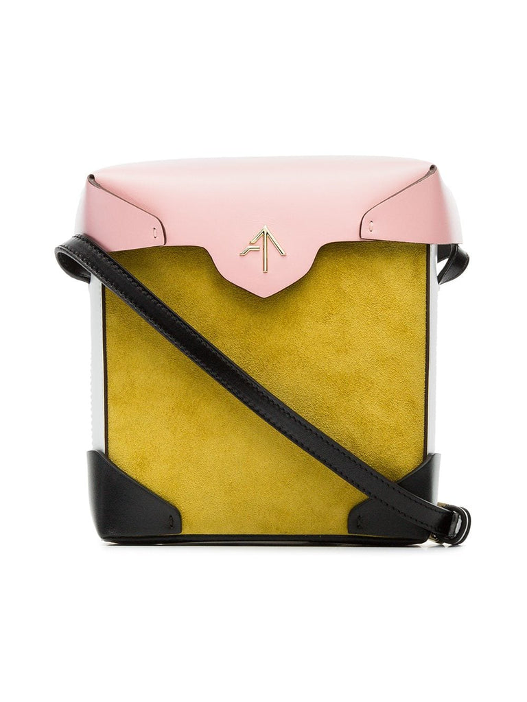 yellow and bubblegum Mini Pristine suede and leather cross-body bag