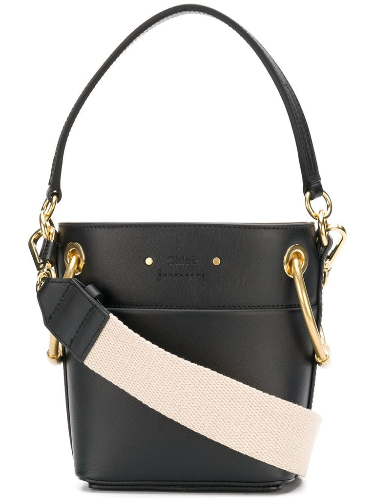 black Roy Mini Leather Bucket Bag