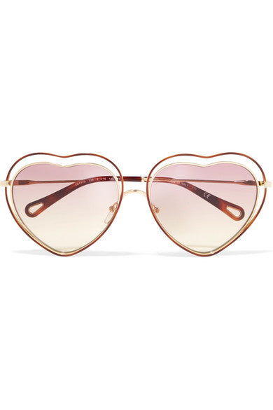 Poppy Love heart-shaped acetate and gold-tone sunglasses