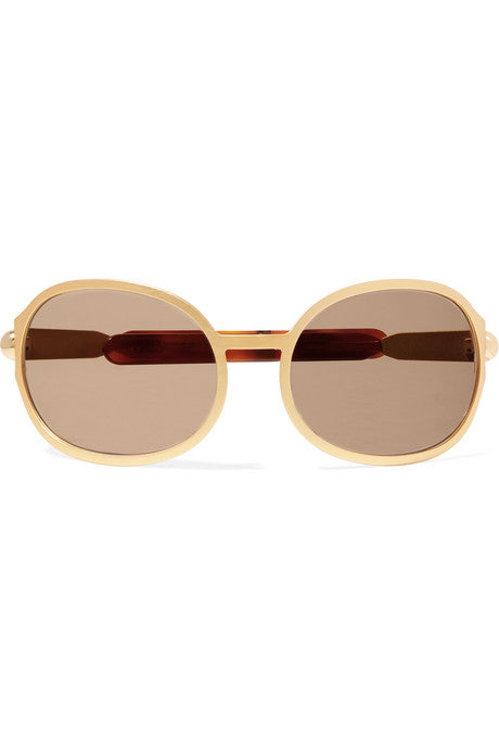 Oversized oval-frame gold-tone and acetate sunglasses