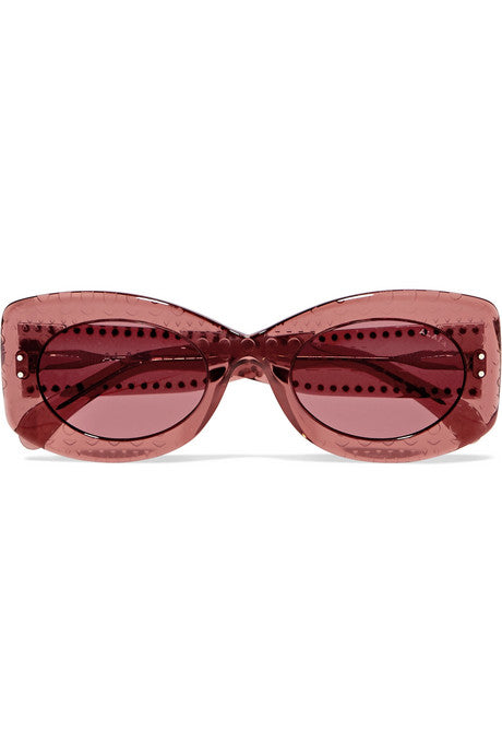 Square-frame studded acetate sunglasses