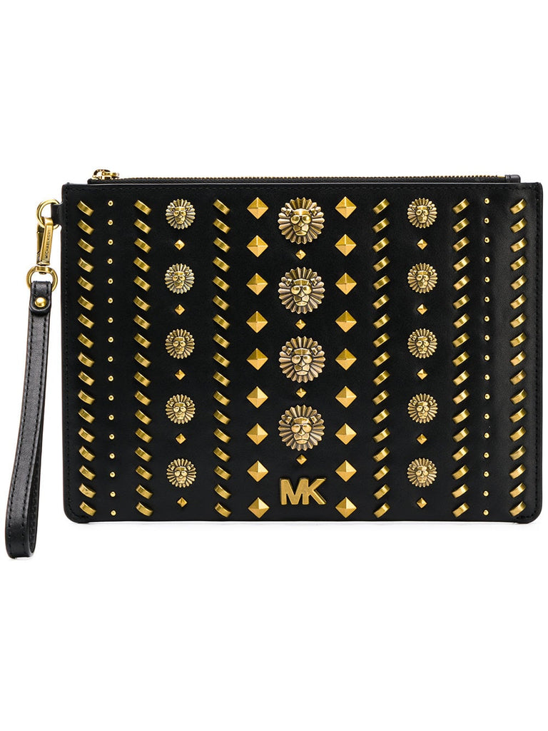 lion embellished square clutch