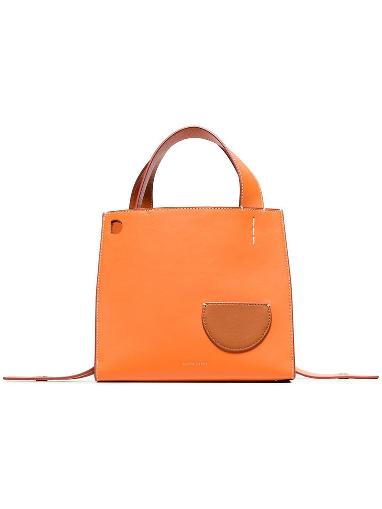 orange Margot outer pocket leather tote bag