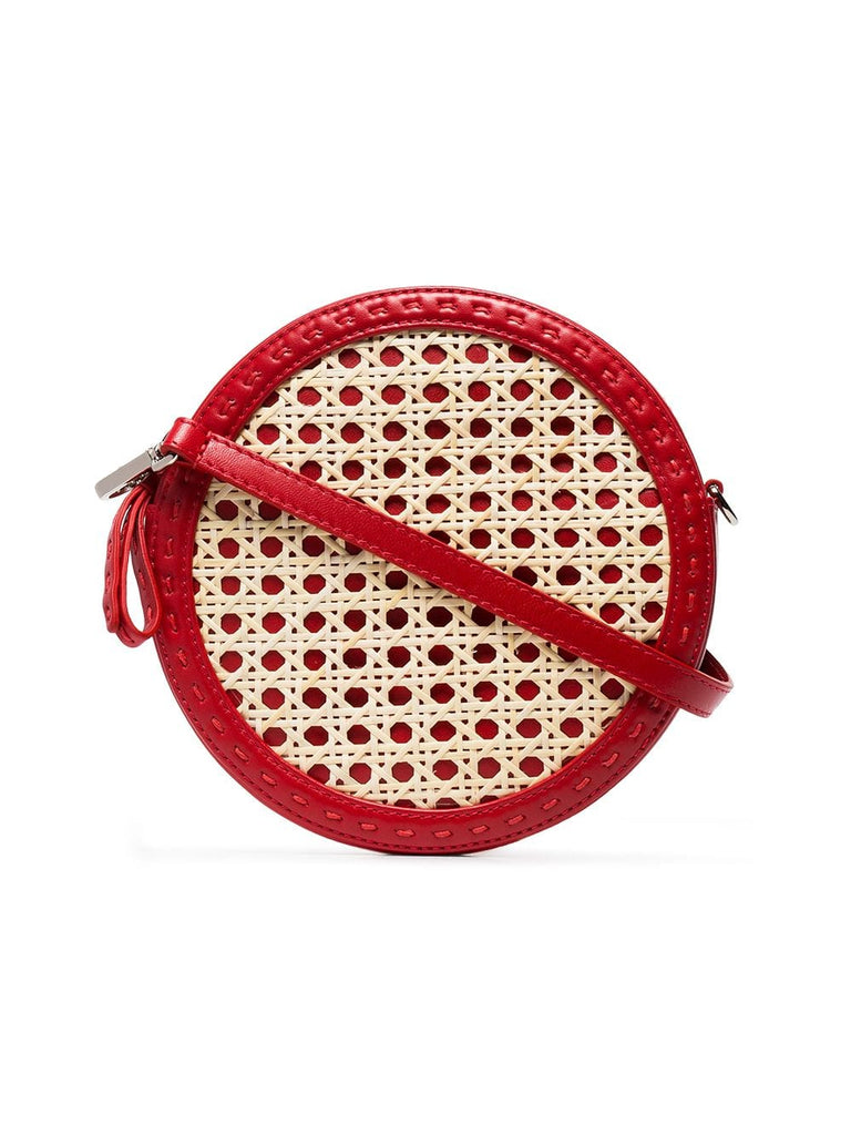 red Tambourine rattan crossbody bag